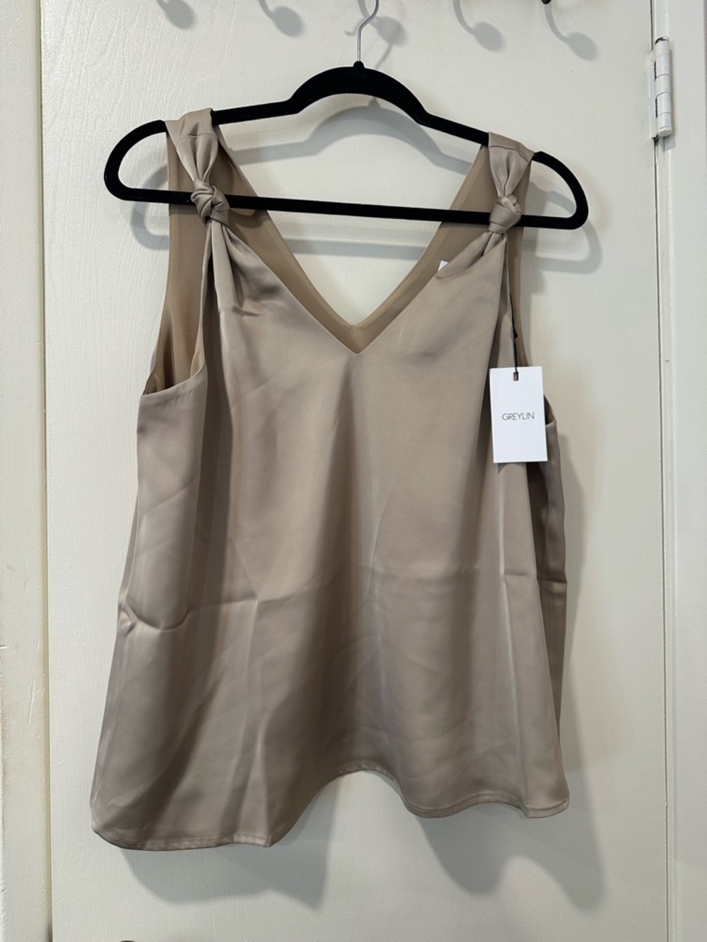 Greylin Knot-Shoulder Top. Minimalistic, Neutral and classic  Ready for Holidays
